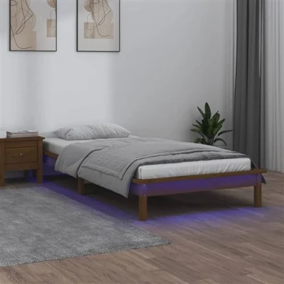 Afbeelding van vidaXL Bedframe LED massief hout honingbruin 90x200 cm