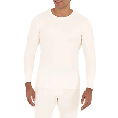 Afbeelding van Fruit of the Loom Recycled Waffle Thermal Underwear Crew Top (1 en 2 stuks) pyjamatop voor heren, Natuurlijk.