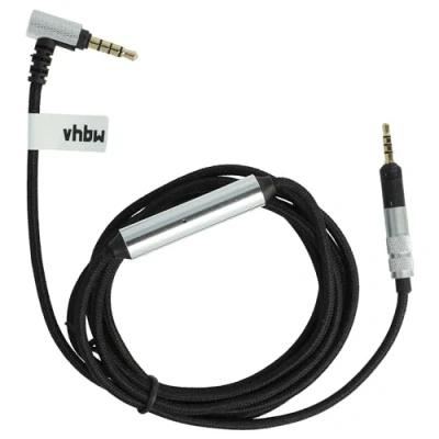 Afbeelding van vhbw AUX audiokabel compatibel met hoofdtelefoon Bose QuietComfort 25, 35, 35 (serie II), 3,5 mm jack 150 cm, zwart, zilver