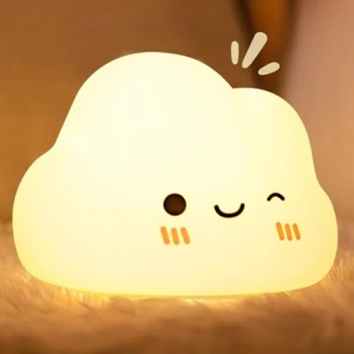Afbeelding van Diboniur nachtlampje voor baby&#039;s, wolk, nachtlampje, kinderen, oplaadbaar, 7 kleuren, 3 helderheid, moederschap, bedlampje decoratie, babykamer, wit