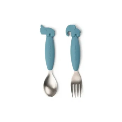 Afbeelding van Done By Deer Easy Grip Kinderbestek 2 delig Blauw
