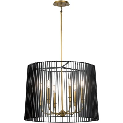Afbeelding van Kichler LED Kroonluchter 6X E14 Max 60W Dimbaar Black &amp; Natural Brass
