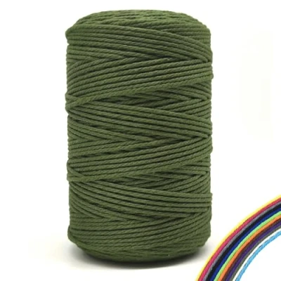 Afbeelding van FORBELL Macramégaren, 3 mm x 300 m, hoogwaardig katoengaren, voor doe het zelf handwerk, legergroen