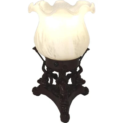Afbeelding van LumiLamp Tafellamp Bloem Ø 12x20 cm Wit Kunststof Glas Bureaulamp