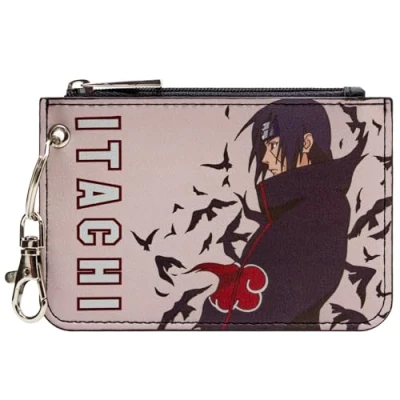 Afbeelding van Itachi Uchiha Akatsuki Clan Ninja portemonnee met muntvak ritssluiting, grijs, grijs., Hoekzak