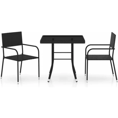 Afbeelding van vidaXL 3 delige Tuinset poly rattan zwart