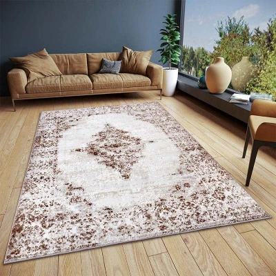 Afbeelding van Vintage Vloerkleed Tanger Crème 57x90cm Bruin 123vloerkleed.nl is de online webshop voor vloerkleden en woonaccessoires.