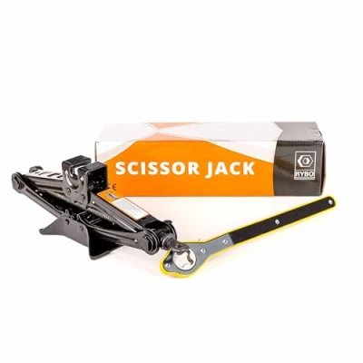 Afbeelding van RYBO Schaarkrik, autoschaarkrik, 3 ton (3T), compacte universele krik voor het verwisselen van banden, tillen en repareren, kofferbakaccessoires bestuurders,