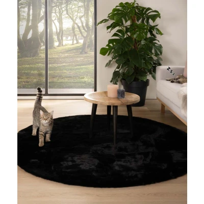 Afbeelding van Rond Hoogpolig Vloerkleed Comfy Plus Zwart 230 Cm
