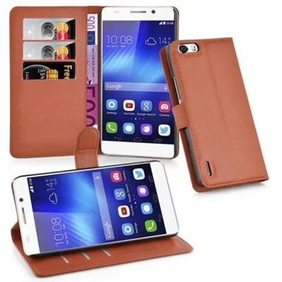 Afbeelding van Cadorabo Hoesje geschikt voor Honor 6 PLUS in CHOCOLADE BRUIN Beschermhoes met magnetische sluiting, standfunctie en kaartvakje Book Case Cover Etui