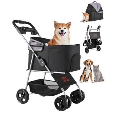 Image de VEVOR Poussette pour Animaux de Compagnie Chien 4 Roues Capacité Charge 16 kg