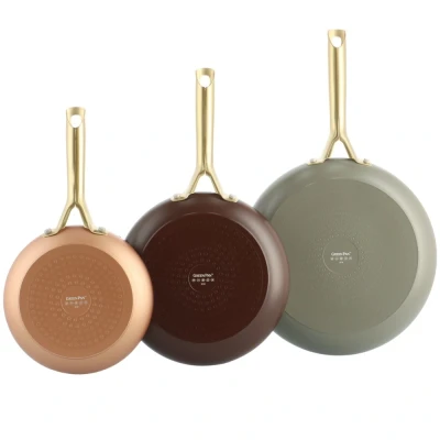 Afbeelding van Greenpan Padova koekenpannenset 3 delig copper, chocolate, quartz