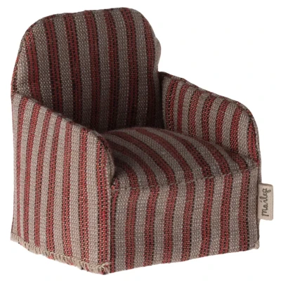 Afbeelding van Maileg poppenhuisstoel rood gestreept 7,5 cm