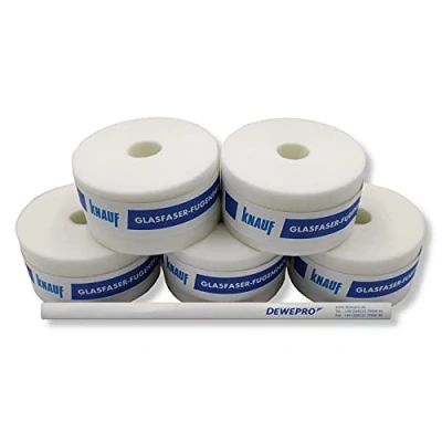 Afbeelding van KNAUF® 5 stuks afdekstrips van glasvezel rol 25 m x 50 mm wapeningsstrips voor voegen tape het repareren gipsplaten set met 1 timmermanspotlood DEWEPRO®.