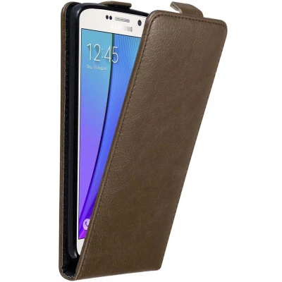 Afbeelding van Cadorabo Hoesje geschikt voor Samsung Galaxy NOTE 5 in KOFFIE BRUIN Beschermhoes flip design Case Cover met magnetische sluiting