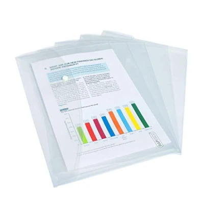 Image de Rapesco 0695 ECO Pochette à Bouton Pression Recyclé, A4+, Transparent, Lot de 5