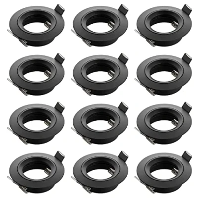 Afbeelding van SEBSON 12x Inbouwspot Rond incl. GU10 Fitting (LED / Halogeen) Boorgat Ø65mm, Zwart Mat Aluminium, Plafondspot Ø80x24mm