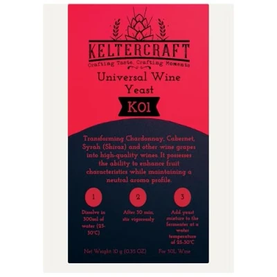 Image de Keltercraft K01 Levure de vin [10g: Pour 50L Rouge ou Blanc] Chimique sèche nutritional yeast fermentation Faites votre propre !