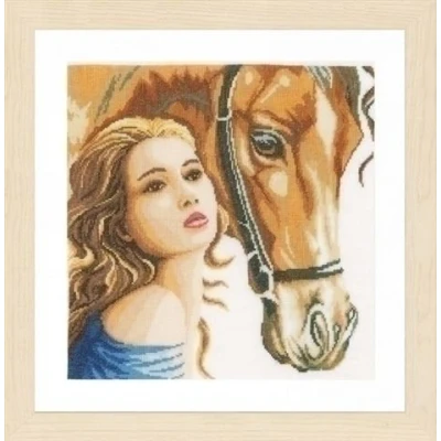 Afbeelding van Lanarte borduurpakket Vrouw met Paard 0158324