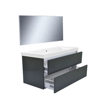 Afbeelding van Wiesbaden Vision meubelset (incl. spiegel) 100 cm hoogglans grijs