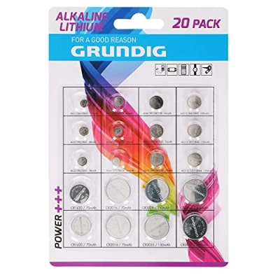 Afbeelding van Set van 20 Grundig knoopcel batterijen diverse knoopcellbatterij / knoopbatterij