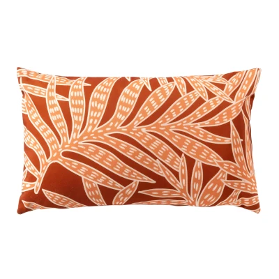 Afbeelding van Dutch Decor SAMUEL Buitenkussen 30x50 cm outdoor waterafstotend en uv bestendig bladprint Potters Clay steenrood