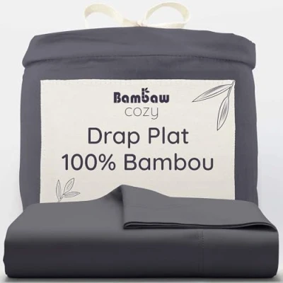 Afbeelding van Bamboe laken 240cm x 290 Houtskool Bovenlaken 2 Persoons Ultrazacht plat Luxe Beddengoed Hypoallergeen lakens Puur Viscose Rayon Ultra ademende Stof Bambaw