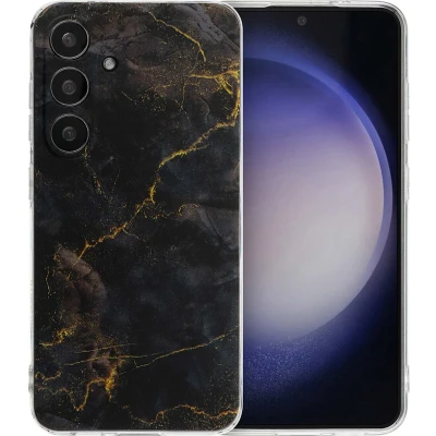Afbeelding van iMoshion hoesje Geschikt voor Samsung Galaxy S24 Siliconen Design Meerkleurig / Black Marble