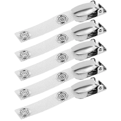 Afbeelding van 5 stuks draaibare bevestigingsclips voor badgehouder en badgehouder, krokodillenclip (zilver met clip)