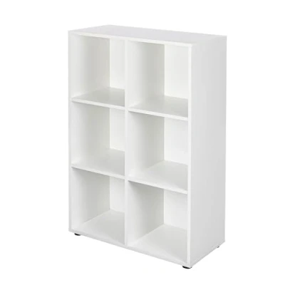 Afbeelding van Inter Link Boekenkast met 6 vakken Vrijstaande plank Kubus Woonkamer Kantoor Slaapkamer Afmetingen in cm D: 33 x B 70,2 H: 110 Nuoro Wit