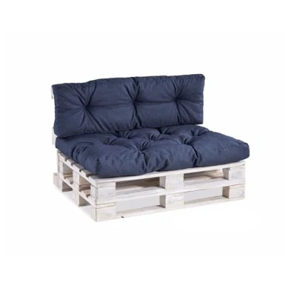 Afbeelding van gewatteerde palletkussens, tuinkussens, kussens, kussensets, zitkussen, rugkussen, (rugkussen 120 x 40, doorgestikt, marineblauw)