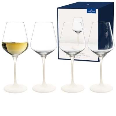 Afbeelding van Villeroy &amp; Boch Manufacture Rock Blanc Witte Wijnglas Set Van 4 Transparant