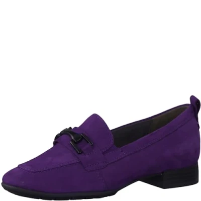 Afbeelding van Tamaris Comfort 8 84205 41 comfortabele meervoudige damesschoen met ketting alledaagse zakelijke mocassinschoenen voor dames, Paars Nubuk