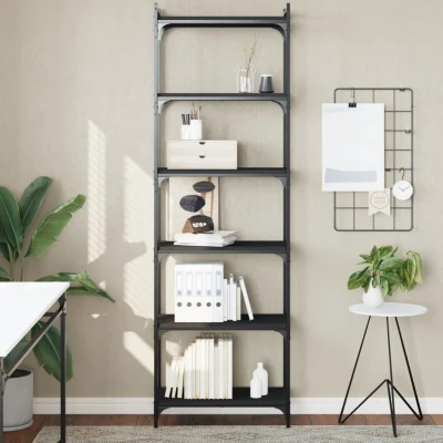 Afbeelding van Boekenkast 6 laags 60x30x188 cm bewerkt hout zwart