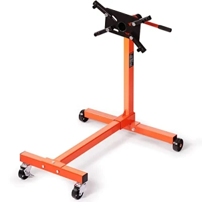 Image de VEVOR Support Moteur d&#039;Atelier 340 kg Stand de en Acier Mobile et Verrouillable Lève Rotatif 360 6 Points d’Ancrage Réglables Inclinaison pour Travaux sur Moteurs Démontés Mécanicien
