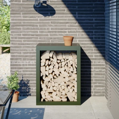 Afbeelding van vidaXL Haardhoutrek 60x40x80 cm staal groen