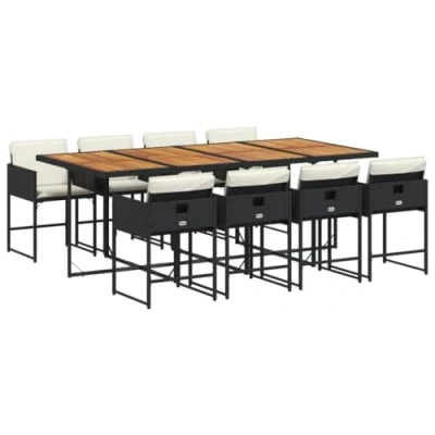 Afbeelding van vidaXL 9 delige Tuinset poly rattan zwart