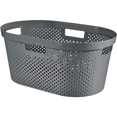 Afbeelding van Curver Infinity recycled wasmand dots 40L 100% Donkergrijs