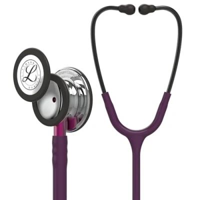 Image de 3M Littmann Stéthoscope de Surveillance Classic III, Tubulure Prune, Édition Miroir, Base Rose et Lyre Smoke, 69 cm, 5960