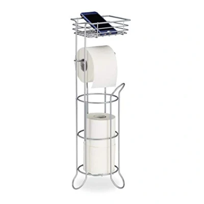 Afbeelding van Relaxdays wc rolhouder staand toiletrolhouder toilet papierhouder vrijstaand metaal