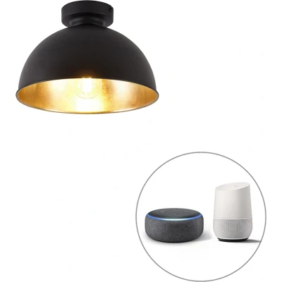 Afbeelding van QAZQA Smart plafondlamp zwart met goud 28 cm incl. Wifi A60 Magnax