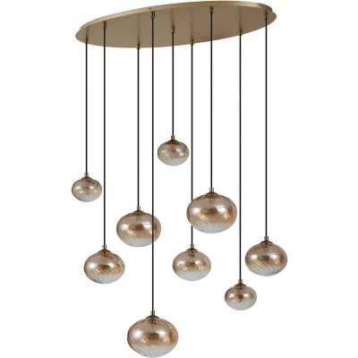 Afbeelding van QAZQA jia Art Deco Hanglamp voor boven de eettafel in eetkamer 9 lichts L 96 cm Goud Woonkamer Slaapkamer Keuken