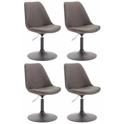 Afbeelding van CLP Maverick Set van 4 Eetkamerstoelen Stof donkergrijs zwart