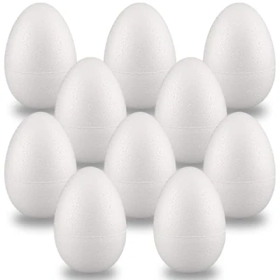 Afbeelding van Styropor 10 stuks piepschuim eieren 100 mm, EPS, wit