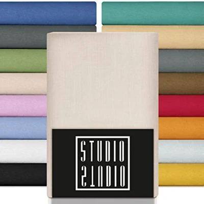 Afbeelding van STUDIO basic topper hoeslaken, 90 x 200 cm, 100% gekamd katoen, Oeko Tex 100 gecertificeerd, merkkwaliteit, laken sneeuw