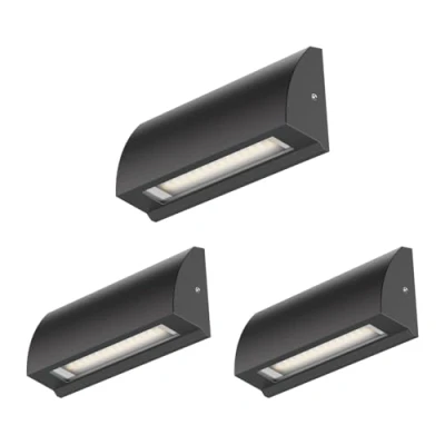 Afbeelding van ledscom.de SEGIN Led wandlamp/trapverlichting voor buiten, IP54, plat, downlight, matzwart, vierkant, 3,6 W, 278 lm, koudwit, 3 stuks