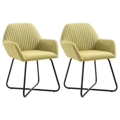 Afbeelding van vidaXL Eetkamerstoelen 2 st stof groen
