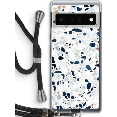 Afbeelding van Case Company® hoesje met Koord geschikt voor Google Pixel 6 Pro Terrazzo N1 Telefoonhoesje Zwart Bescherming aan alle Kanten en Over de Schermrand