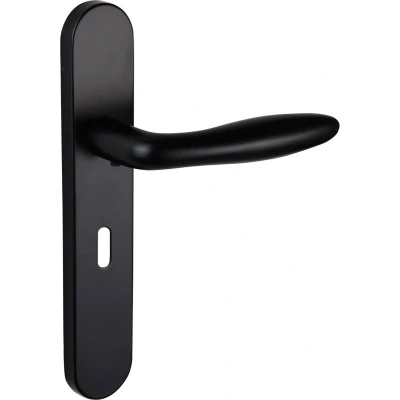 Afbeelding van Lavuzo deurkruk Pratona Zwart met afgerond schild SL56 Per set Deurklink