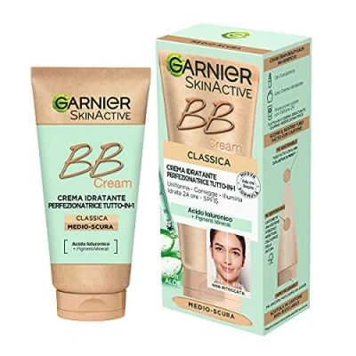 Afbeelding van Garnier SkinActive Classic BB Cream voor gelijkmatige en hydraterende huid, natuurlijke look, verrijkt met hyaluronzuur, aloë vera minerale pigmenten, SPF 15, kleur: medium care